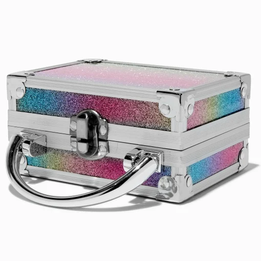 Claire's Club Mini Travel Rainbow Glitter Lock Box Makeup Set