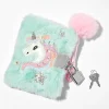 Claire's Club Mint Unicorn Furry Mini Lock Diary