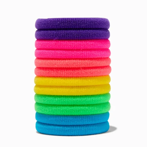 Claire's Club Neon Rolled Hair Ties - 12 Pack