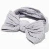 Claire's Club Nylon Ribbed Bow Headwrap - Grey