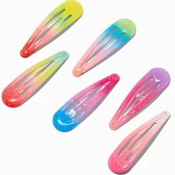 Claire's Club Ombré Glitter Snap Hair Clips - 6 Pack