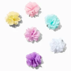 Claire's Club Pastel Chiffon Flower Hair Clips - 6 Pack