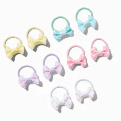 Claire's Club Pastel Dot Bow Hair Ties - 10 Pack