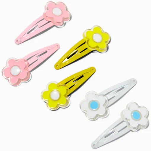 Claire's Club Pastel Flower Snap Hair Clips - 6 Pack