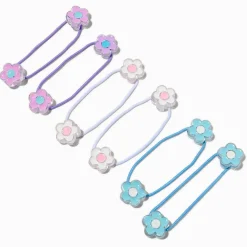 Claire's Club Pastel Flower Charm Hair Ties - 6 Pack