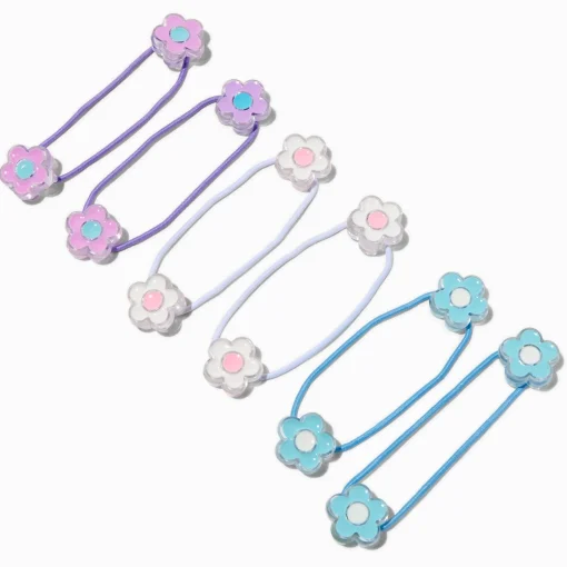Claire's Club Pastel Flower Charm Hair Ties - 6 Pack