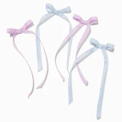 Claire's Club Pastel Gingham Hair Bow Clips - 4 Pack