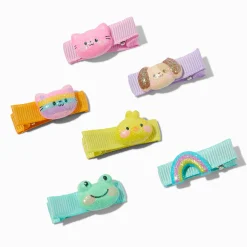 Claire's Club Pastel Glitter Critter Hair Clips - 6 Pack
