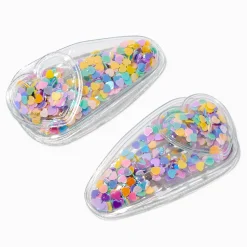 Claire's Club Pastel Heart Confetti Shaker Snap Hair Clips - 2 Pack