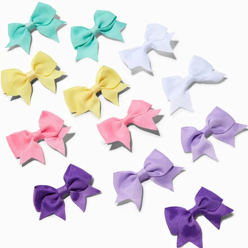 Claire's Club Pastel Mini Hair Bow Clips - 12 Pack