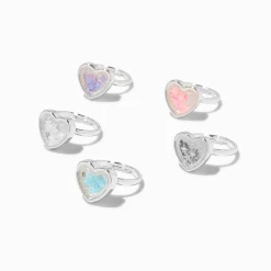 Claire's Club Pastel Shaky Heart Rings - 5 Pack