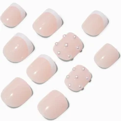 Claire's Club Pearl Press On Vegan Faux Nail Set - 10 Pack
