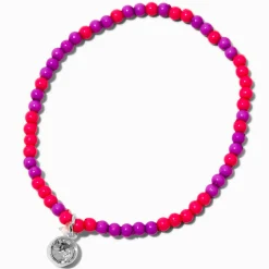 Claire's Club Pink & Purple Gem Seed Bead Stretch Bracelet