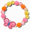Claire's Club Pink Butterfly Shaker Charm Beaded Stretch Bracelet