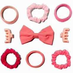 Claire's Club Pink Hair Bow & Hair Tie Set - 9 Pack