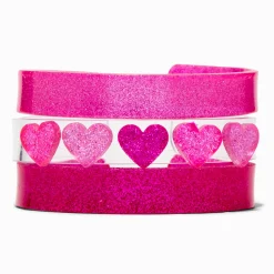 Claire's Club Pink Heart Bangle Bracelets - 3 Pack