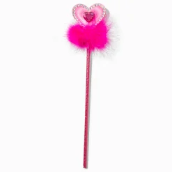 Claire's Club Pink Heart Marabou Feather Wand