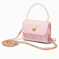 Claire's Club Pink Quilted Pearl Crossbody Bag