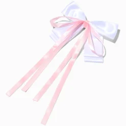 Claire's Club Pink Ribbon White Hair Bow Clip