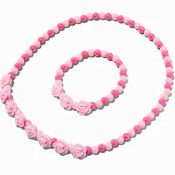 Claire's Club Pink Rose Beaded Jewelry Set - 2 Pack
