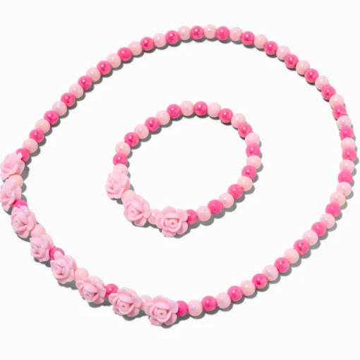 Claire's Club Pink Rose Beaded Jewelry Set - 2 Pack
