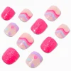 Claire's Club Pink Squiggle Square Press On Vegan Faux Nail Set - 10 Pack