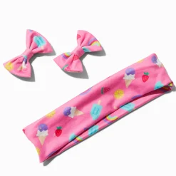 Claire's Club Pink Summer Ice Pop Headwrap & Hair Clip Set - 3 Pack