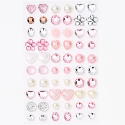 Claire's Club Pretty & Pink Stick On Earrings - 30 Pack