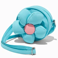 Claire's Club Puffy Blue Daisy Crossbody Bag