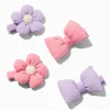 Claire's Club Puffy Daisy & Bow Hair Clips - 4 Pack