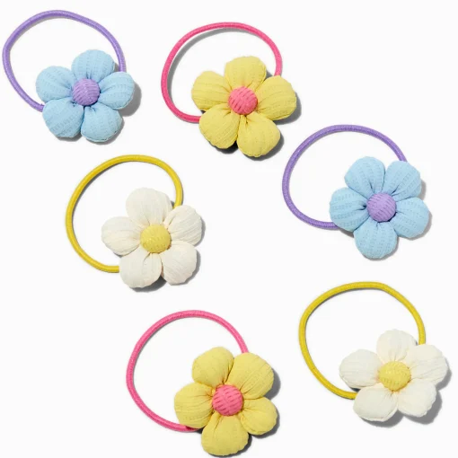 Claire's Club Puffy Daisy Hair Ties - 6 Pack