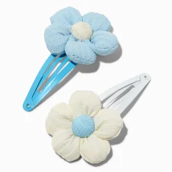 Claire's Club Puffy Flower Snap Hair Clips - 2 Pack