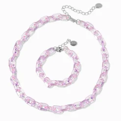 Claire's Club Purple Acrylic Chunky Chainlink Jewelry Set - 2 Pack
