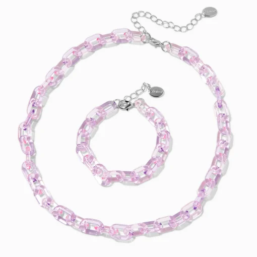 Claire's Club Purple Acrylic Chunky Chainlink Jewelry Set - 2 Pack