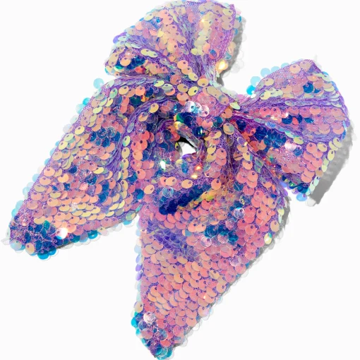Claire's Club Purple Chiffon Sequin Hair Bow Clip