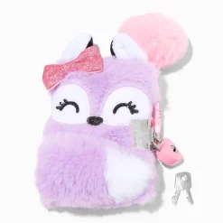 Claire's Club Purple Fox Furry Mini Lock Diary