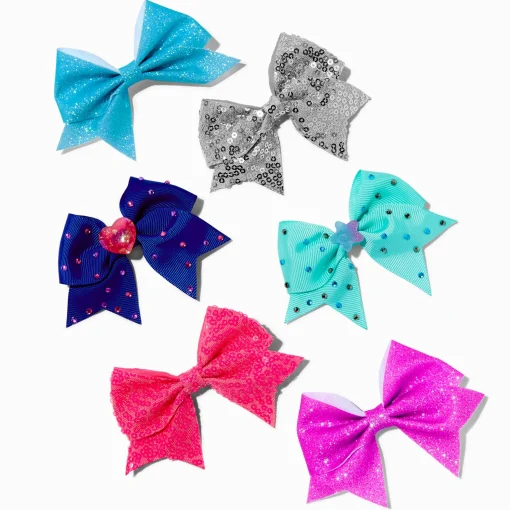 Claire's Club Quirky Jewel Tone Hair Bow Clips - 6 Pack
