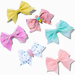 Claire's Club Quirky Pastel Hair Bow Clips - 6 Pack