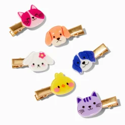 Claire's Club Rainbow Animal Face Hair Clips - 6 Pack