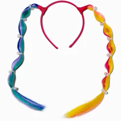 Claire's Club Rainbow Bubble Braid Faux Hair Headband