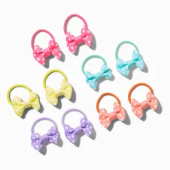 Claire's Club Rainbow Dot Bow Hair Ties - 10 Pack