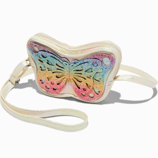 Claire's Club Rainbow Glitter Butterfly Crossbody Bag
