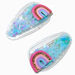 Claire's Club Rainbow Shaker Snap Hair Clips - 2 Pack