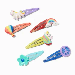 Claire's Club Rainbow Unicorn Snap Hair Clips - 6 Pack