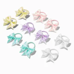Claire's Club Satin Pastel Bow Hair Ties - 10 Pack