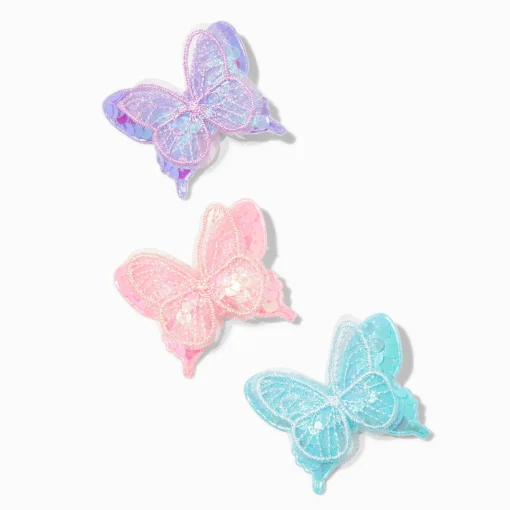 Claire's Club Sequin Butterfly Hair Clips - 3 Pack