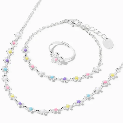 Claire's Club Silver Daisy Jewelry Set - 3 Pack