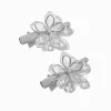 Claire's Club Silver Rhinestone Flower Hair Clips - 2 Pack