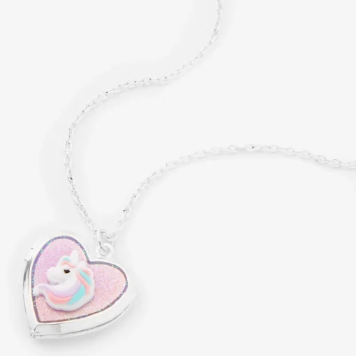 Claire's Club Silver Unicorn Locket Necklace