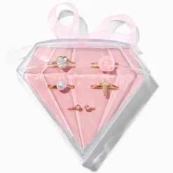 Claire's Club Special Occasion Diamond Box Rings - 5 Pack